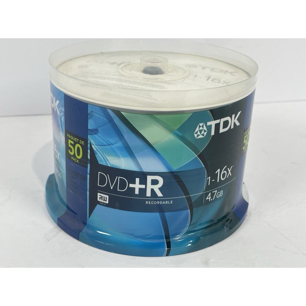 TDK DVD+R 16x 4.7 GB 50 Pack Spindle GO RECORDABLE 1-16x DVDR DVD New Sealed